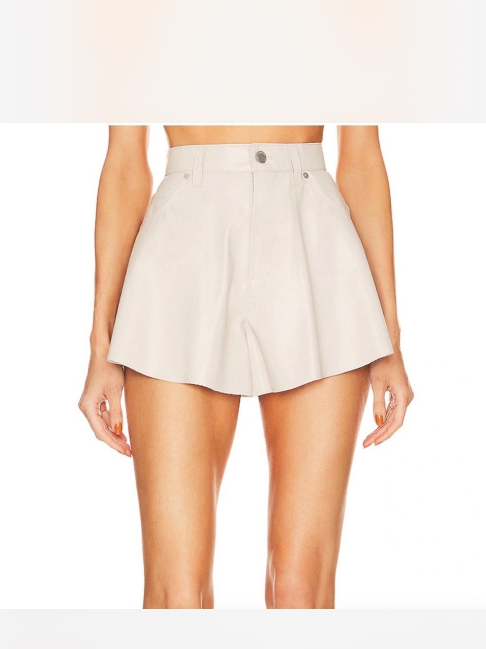 High-Waist Cream Women's Flared Shorts